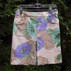 The Loft Pleated Front Stretchy Floral Skirt